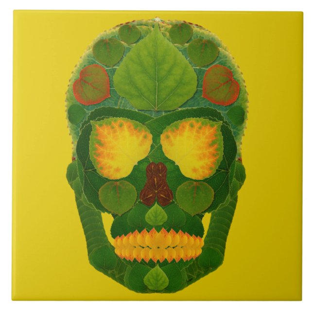 Aspen Löv Skull 9 Kakelplatta (Framsidan)
