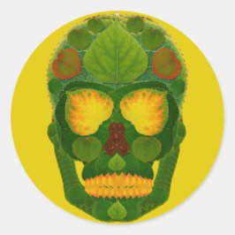 Aspen Löv Skull 9 Runt Klistermärke