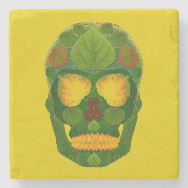 Aspen Löv Skull 9 Underlägg Sten (Framsidan)