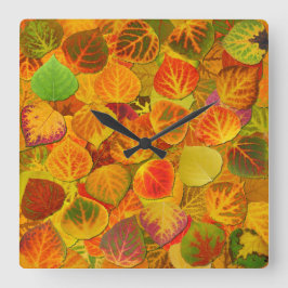 Aspen Lövs Collage Solid Medley 1 Fyrkantig Klocka