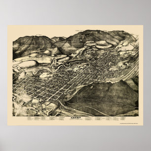 Aspen panorama- karta för CO - 1893 Poster