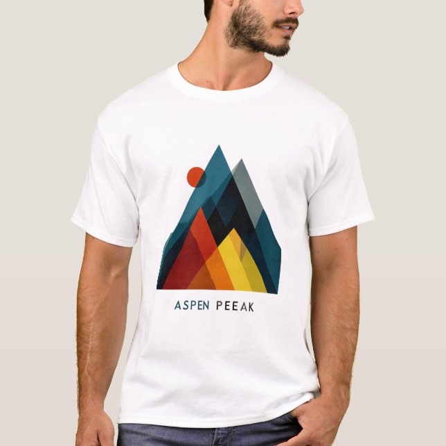 Aspen Peak – Mid-Century Geometric Mountain Poster T Shirt (Framsida)