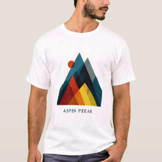 Aspen Peak – Mid-Century Geometrisk Bergsposter T Shirt