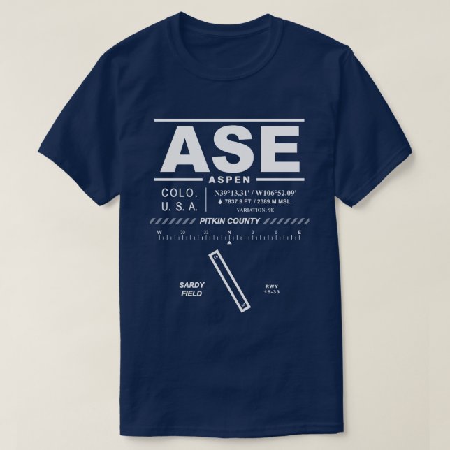 Aspen Pitkin County Airport ASE T-Shirt (Design framsida)