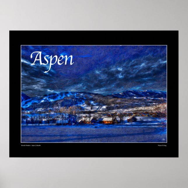 Aspen Poster - månbelyst ängsmark (Framsidan)