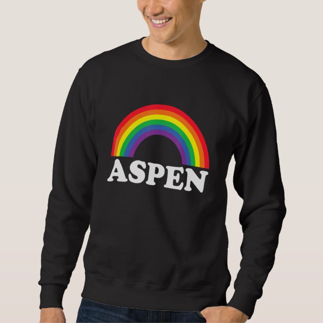 Aspen Rainbow LGBTQ Gay Pride Lesbians Queer Lång Ärmad Tröja (Framsida)