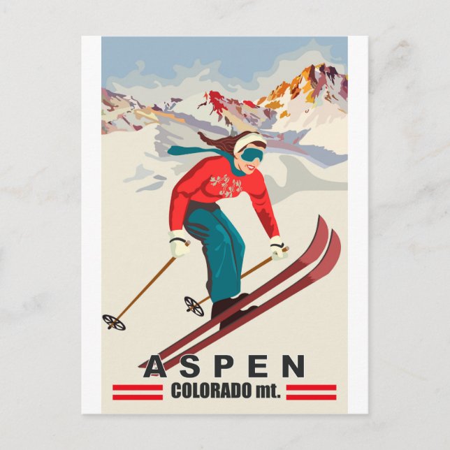 Aspen Ski, Klippiga bergen Colorado Vykort (Framsida)