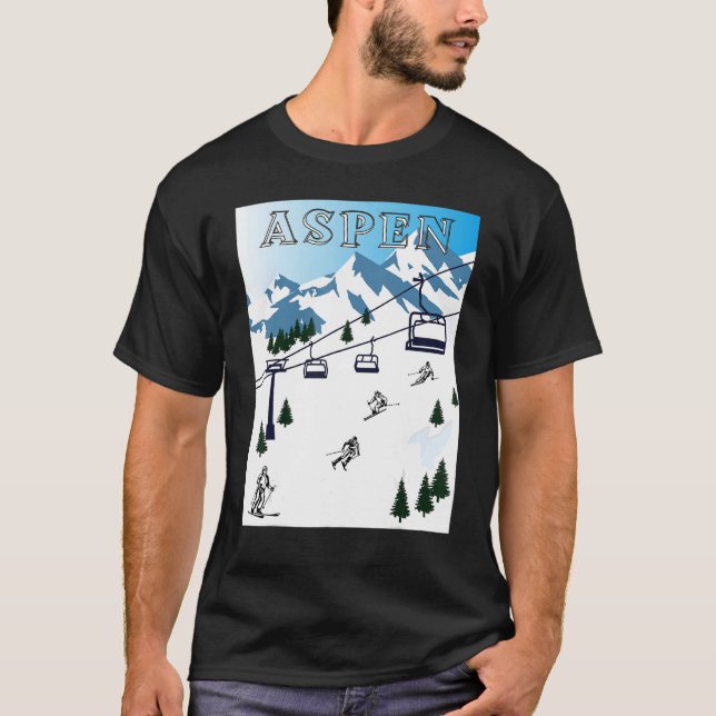 Aspen Ski Rocky mountains Winter Sports Ski Räddin T Shirt (Framsida)