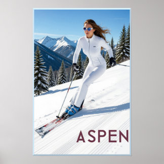 Aspen skidåkning Affisch