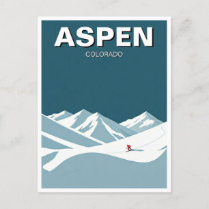 Aspen Skier Skiing Vykort