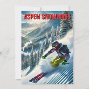 Aspen Snowmass Skier Skiing Julkort