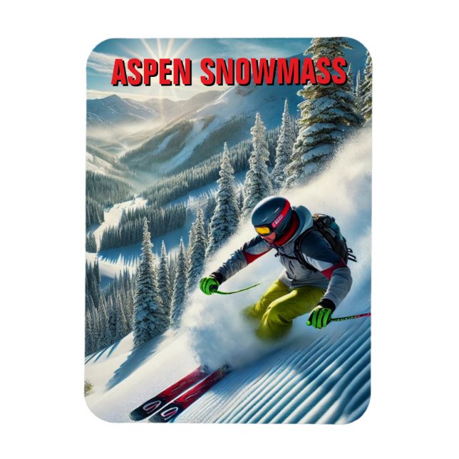Aspen Snowmass Skier Skiing Magnet (Vertikal)
