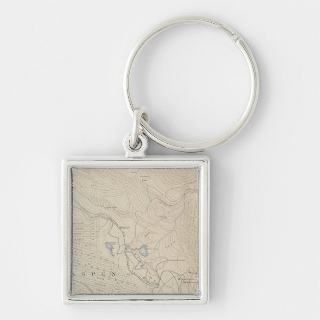 Aspen Speciellare Fyrkantig Silverfärgad Nyckelring (Framsidan)