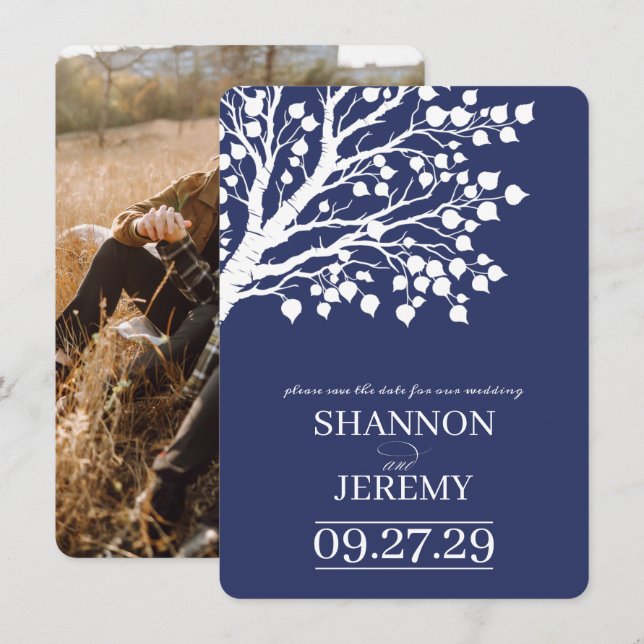 Aspen Träd Bröllop Spara Datumet (Fram/baksida)
