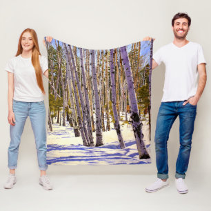 Aspen Träd i skogen Fleecefilt