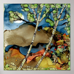 Aspen Träd och Sjö Poster 12 x 12 tum