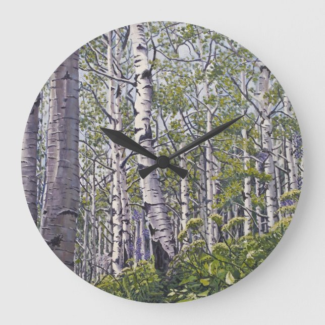 Aspen Träd Woodland Stor Klocka (Framsida)