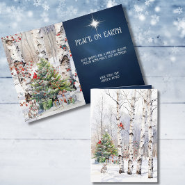Aspen Trees in Winter with Christmas Tree Card Helgkort