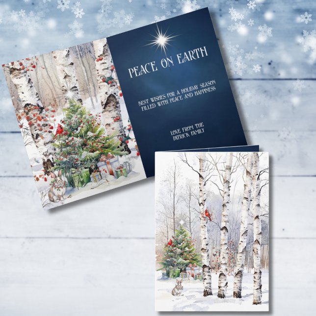 Aspen Trees in Winter with Christmas Tree Card Helgkort (Skapare uppladdad)