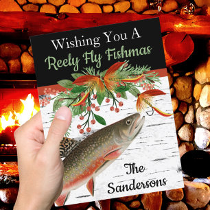 Aspen Trout som önskar dig ett rejält Fly Fishmas Helg Vykort