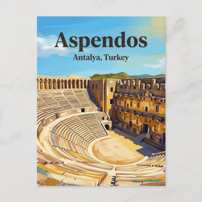 Aspendos Theatre, Serik, Mediterranean Vykort (Framsida)