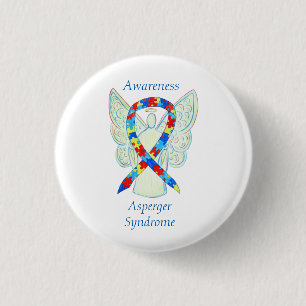 Asperger Syndrome Angel Puzzle Ribbon Stift Knapp