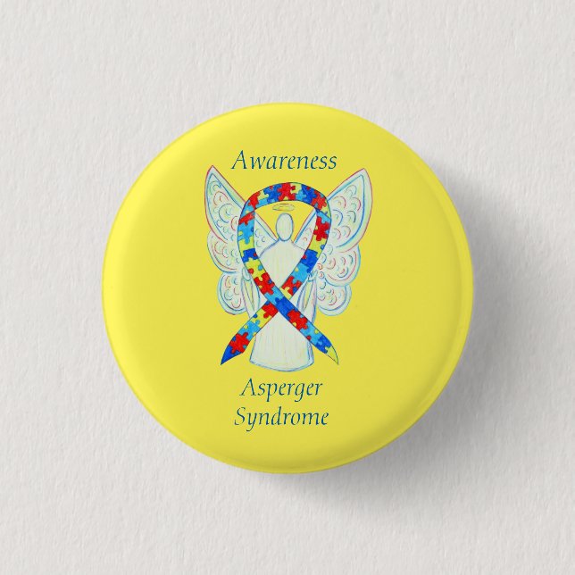 Asperger Syndrome Angel Puzzle Ribbon Stift Knapp (Framsida)