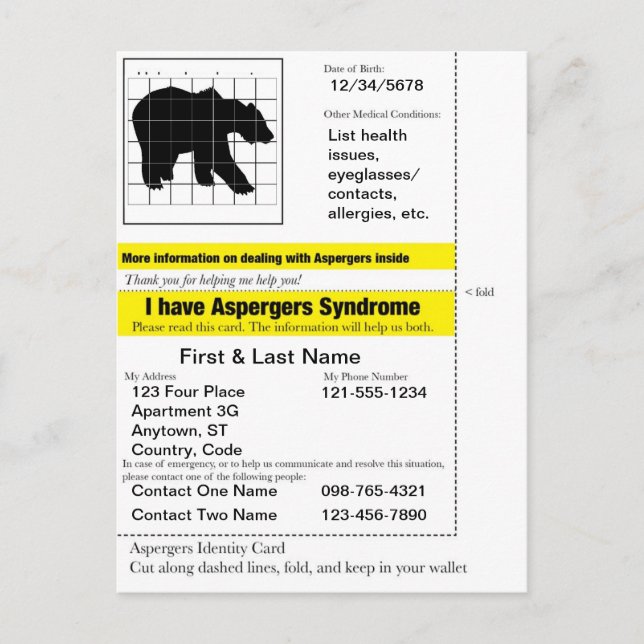 Aspergers Information Card v.2.0 Vykort (Framsida)