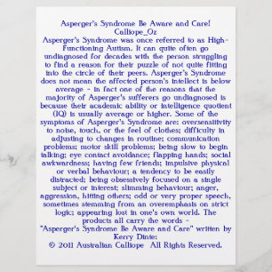 Aspergers syndrom Var Medveten och försiktig! Reklamblad
