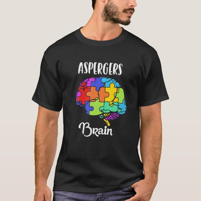 Aspergers Syndrome - Brain Puzzle Delar Rainbow T Shirt (Framsida)