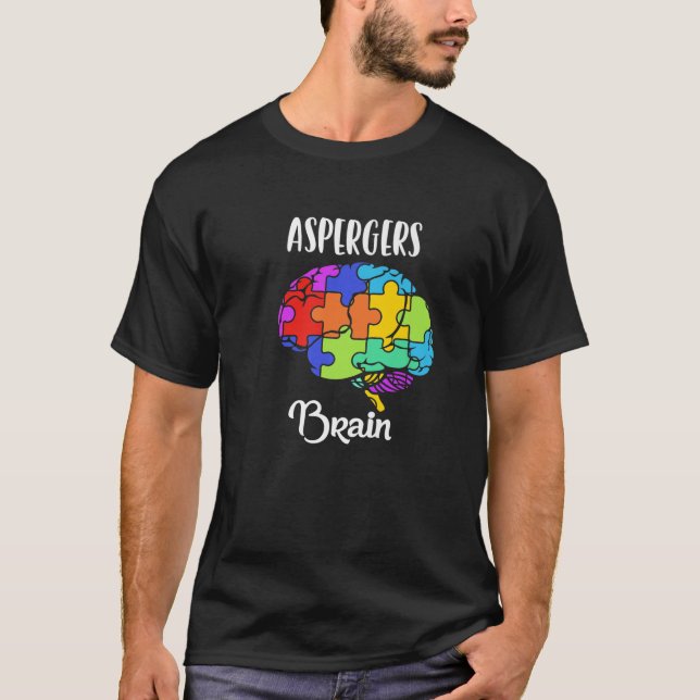 Aspergers Syndrome - Brain Puzzle Delar Rainbow T Shirt (Framsida)