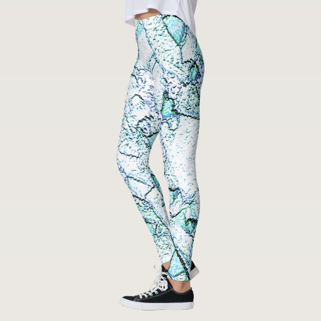 Áspero como rocha, num misto de ciano e menta leggings (Vänster)