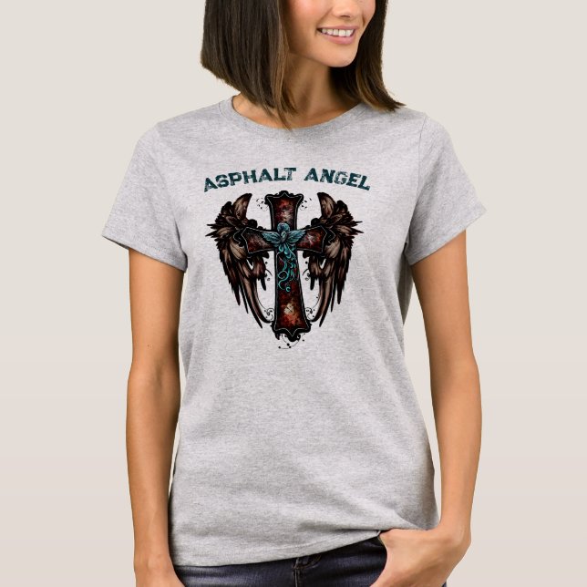 Asphalt Ängel, Motorcykel T Shirt (Framsida)