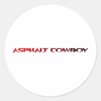 Asphalt Cowboy Red Namn Line 1 Runt Klistermärke