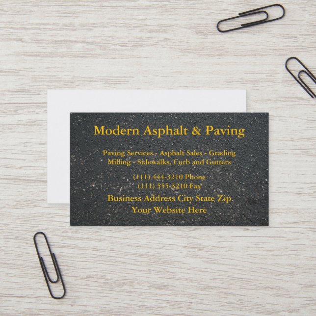 Asphalt & Pave/Driveway Construction Services Visitkort (Fram/Back In Situ)