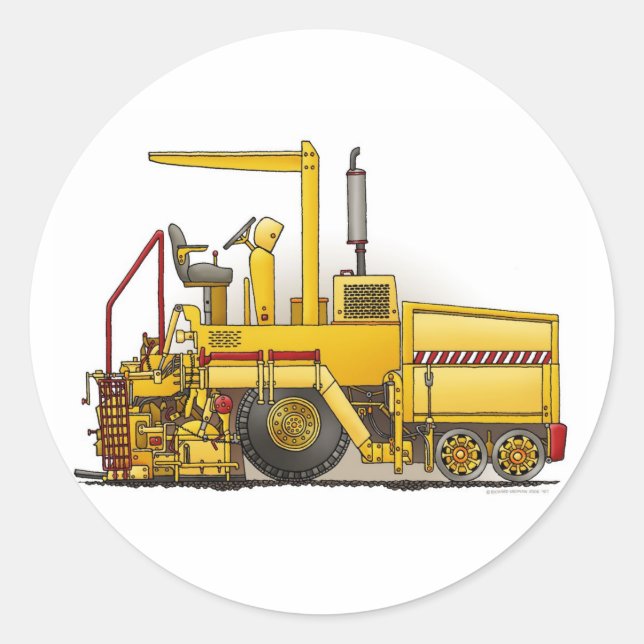 Asphalt Pave Maskin Kids Sticker Runt Klistermärke (Framsida)