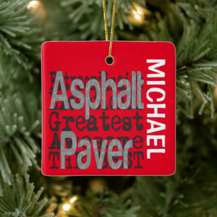 Asphalt Paver Extraordinaire-ANPASSNINGSBAR Julgransprydnad Keramik