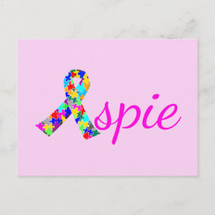 Aspie Cute Rosa Asperger Syndrome Ribbon Vykort