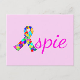 Aspie Cute Rosa Asperger Syndrome Ribbon Vykort