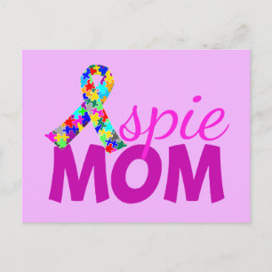 Aspie Mamma Söt Rosa Ribbon Asperger Mors dag Vykort