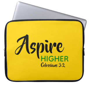 ASPIRE HIGHER Gult Inspirational Christian Laptop Fodral
