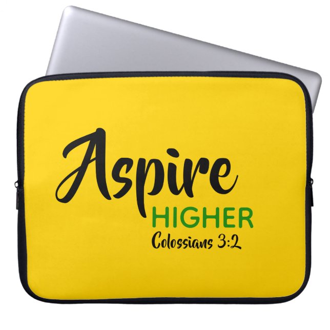 ASPIRE HIGHER Gult Inspirational Christian Laptop Fodral (Framsidan)