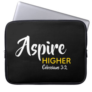 ASPIRE HIGHER Inspirational Christian Black Laptop Fodral
