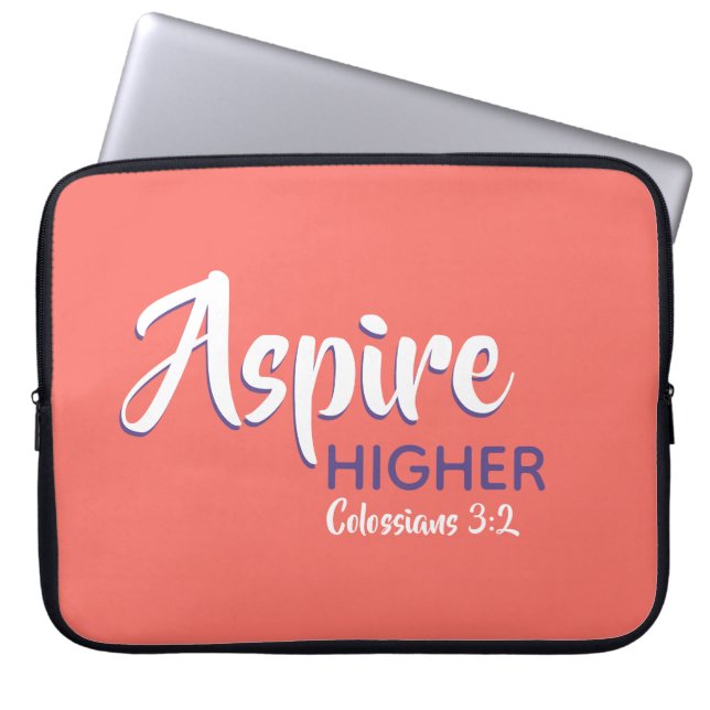 ASPIRE HIGHER Inspirational Christian Coral Laptop Fodral (Framsidan)