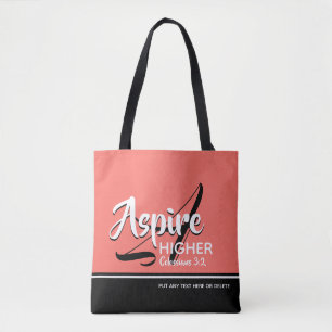 ASPIRE HIGHER Inspirational Christian CORAL Tygkasse