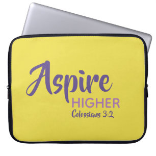 ASPIRE HIGHER Inspirational Christian Gult Laptop Fodral