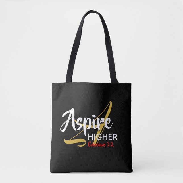 ASPIRE HIGHER Inspirational Christian Scripture Tygkasse (Framsida)