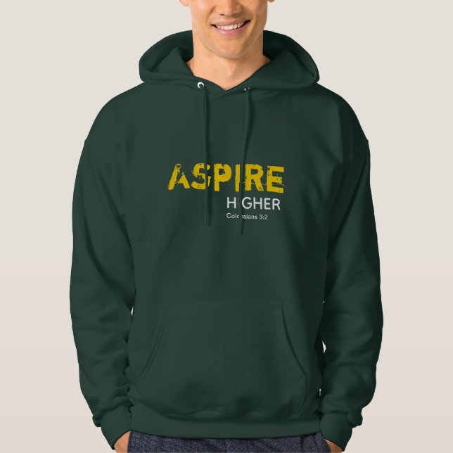 ASPIRE HIGHER Inspire Christian GRÖNT Hoodie (Framsida)