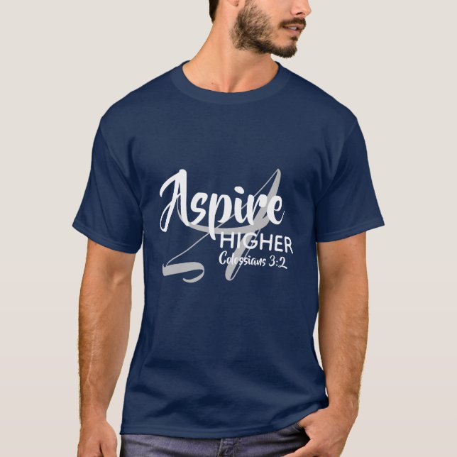 ASPIRE HIGHER Inspire Monogram Christian NAVY T Shirt (Framsida)