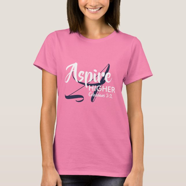 ASPIRE HIGHER Inspire Monogram Christian ROSA T Shirt (Framsida)